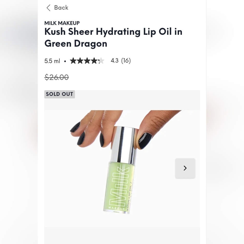 Milk Makeup Kush Sheer Hydrating Lip Oil - Green Dragon New In Box